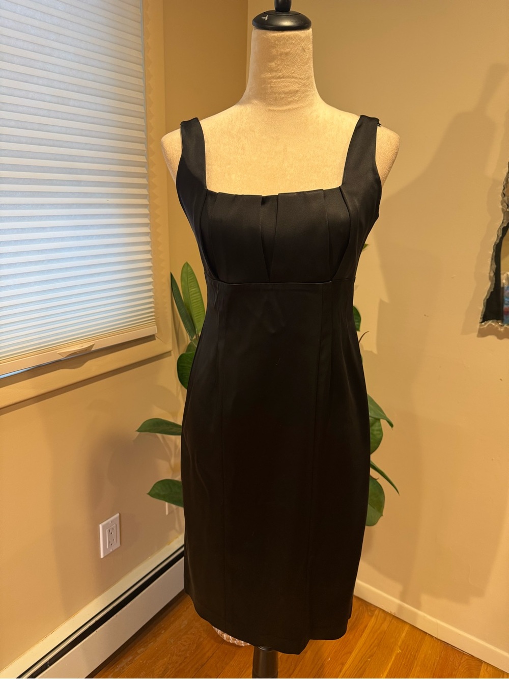 Calvin Klein Black Square-Neck Midi Dress